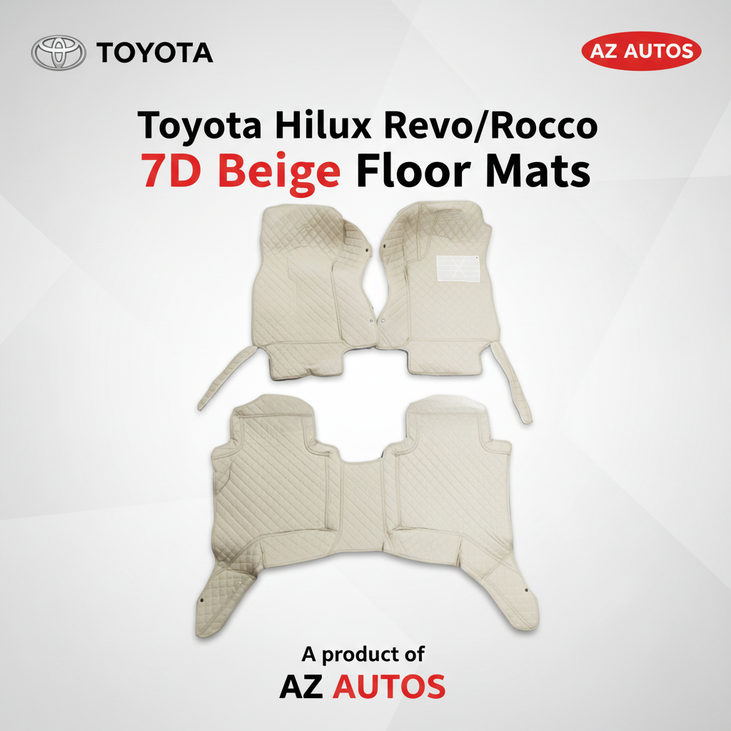 Toyota Hilux Revo/Rocco 7D Floor Mats - Beige - 3 Pcs Set - 2016-2025