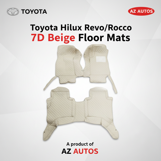 Toyota Hilux Revo/Rocco 7D Floor Mats - Beige - 3 Pcs Set - 2016-2025