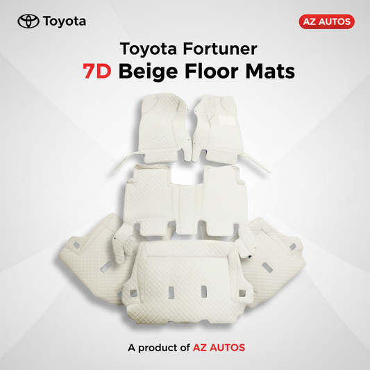 Toyota Fortuner 7D Floor Mats - Beige - 4 Pcs Set - Model 2016-2025
