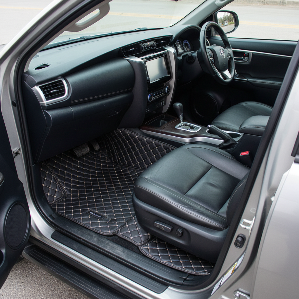 Toyota Fortuner 7D Floor Mats - Black - 4 Pcs Set - Model 2013-2016