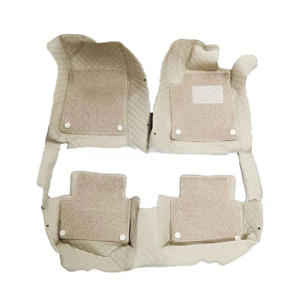 Honda Civic 9D Floor Mats Mix Thread 3 Pcs 2016-2022 - - Beige With Beige Grass