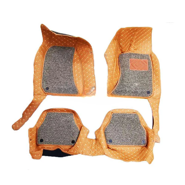 Audi A6 9D Luxury Floor Mats Mix Thread Grass 3 Pcs - Model 2011-2018 2011 - 2021 - Brown With Grey