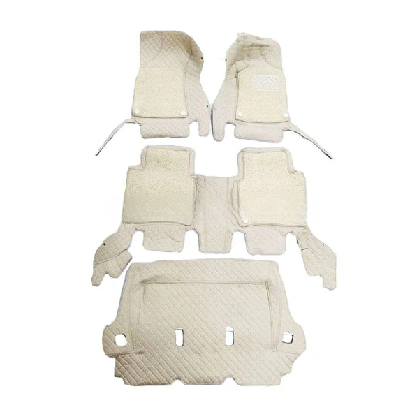 Toyota Fortuner 9D Floor Mats Mix Thread Grass 4 Pc - Model 2016-2021 - Beige With Beige