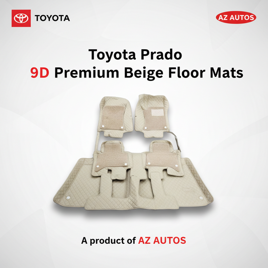 Toyota Prado 9D Floor Mats Mix Thread Grass 4PC - Model 2009-2021 - Beige With Beige