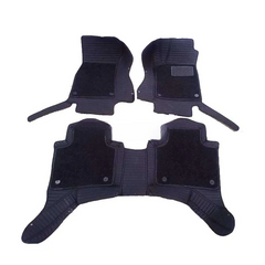 Toyota Hilux Revo/Rocco 9D Lining Floor Mats Mix Thread Grass 3 Pcs - Black With Black