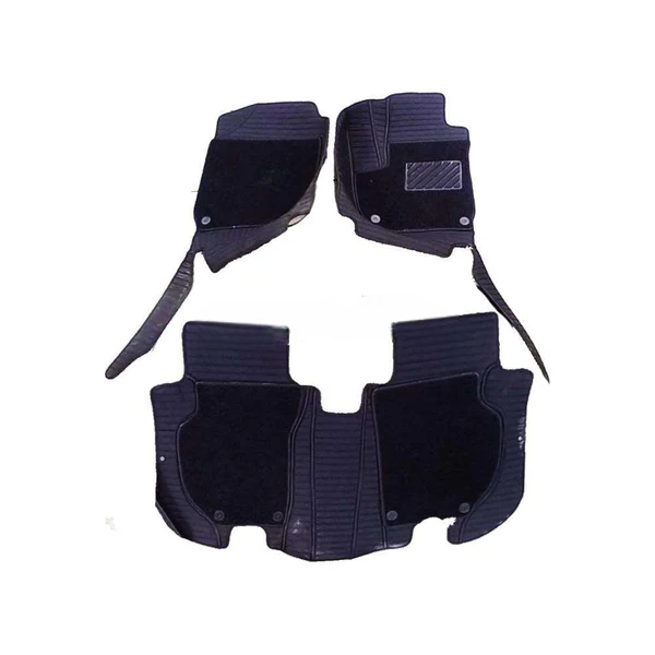 Honda Vezel 9D Lining Floor Mats Mix Thread Grass 3 Pcs 2013-2018 - Black With Black