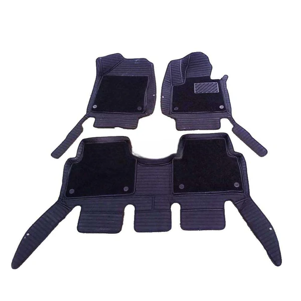 Kia Sorento 9D Lining Floor Mats Mix Thread Grass 3 Pcs 2021-2024 - Black With Black
