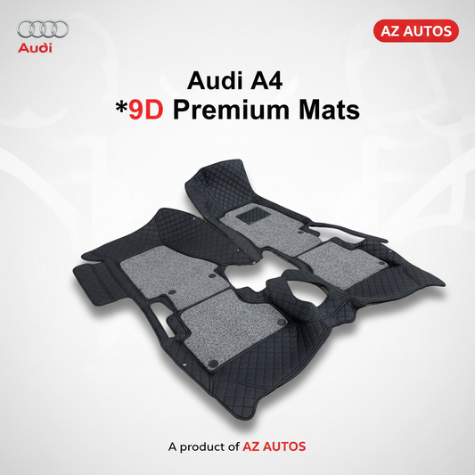 Audi A4 9D Floor Mats Mix Thread 3 Pcs - Model 2016-2018 2016 - 2021 - Black and Grey
