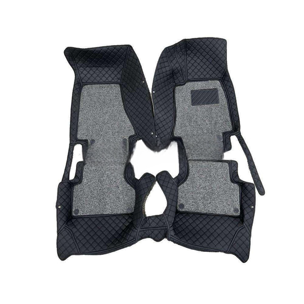 Audi A4 9D Floor Mats Mix Thread 3 Pcs - Model 2016-2018 2016 - 2021 - Black and Grey