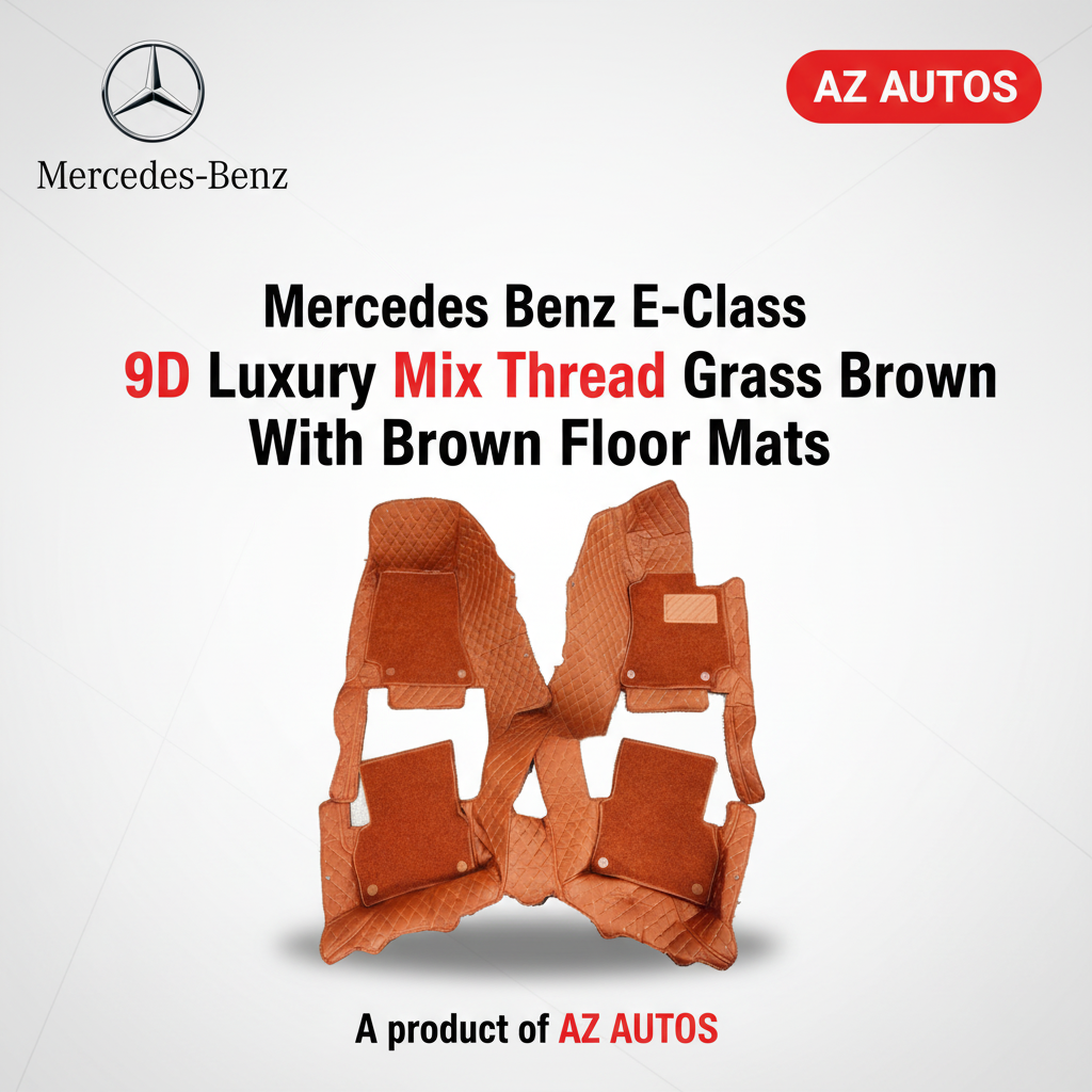 Mercedes Benz E-Class 9D Floor Mats Mix Thread 3 Pcs 2016-2018 - Brown and Brown