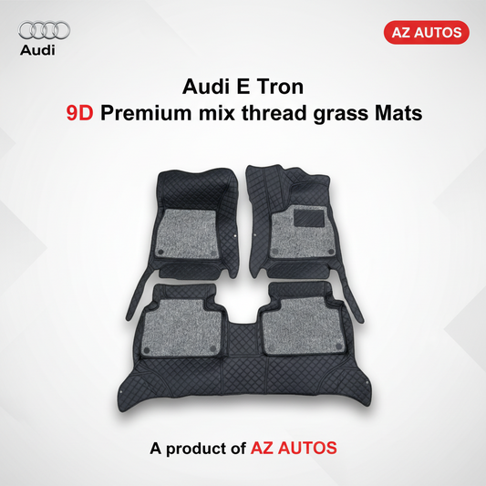 Audi E Tron 9D Floor Mats Mix Thread 3 Pcs - Model 2020-2025 2020 - 2025 - Black and Grey