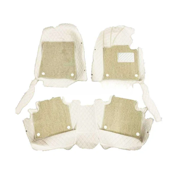 Hyundai Sonata 9D Floor Mats Mix Thread Grass 3 Pcs - Model 2021-2024 - Beige With Beige