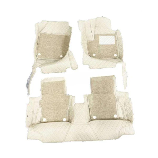 Honda City 9D Floor Mats Mix Thread Grass 3 Pcs - Model 2021-2022 - Beige With Beige