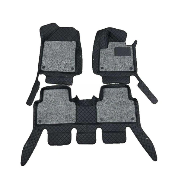 KIA Sorento 9D Floor Mats Mix Thread Grass 3 Pcs 2021-2024 - Black With Grey