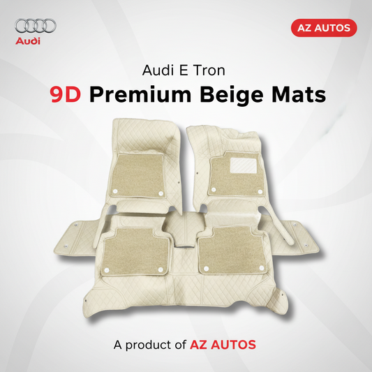 Audi E Tron 9D Floor Mats Mix Thread Grass 3 Pcs - Model 2020-2025 2020 - 2025 - Beige With Beige