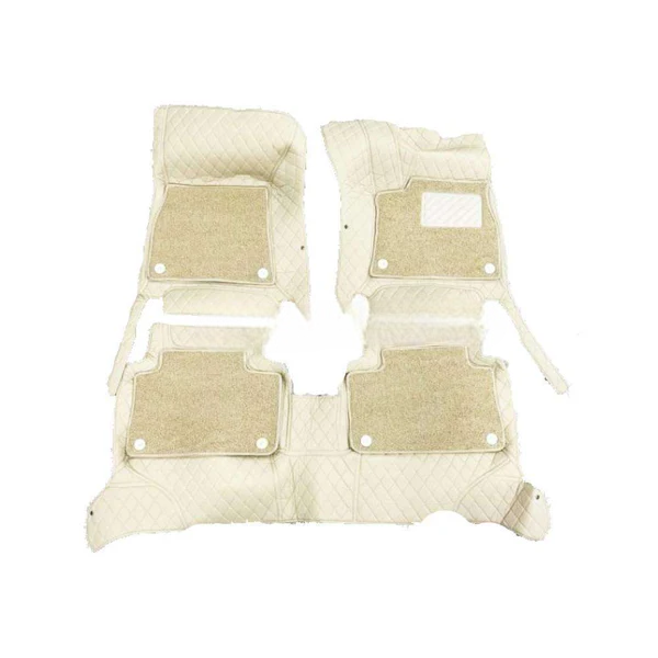 Audi E Tron 9D Floor Mats Mix Thread Grass 3 Pcs - Model 2020-2025 2020 - 2025 - Beige With Beige
