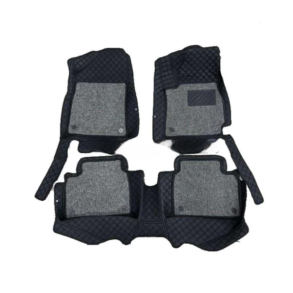 Hyundai Elantra 9D Floor Mats Mix Thread Grass 3 Pcs 2021-2024 - Black With Grey