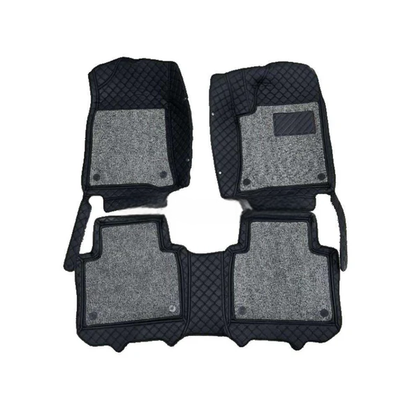 Proton X70 9D Floor Mats Mix Thread Grass 3 Pcs - Model 2021-2024 - Black With Grey