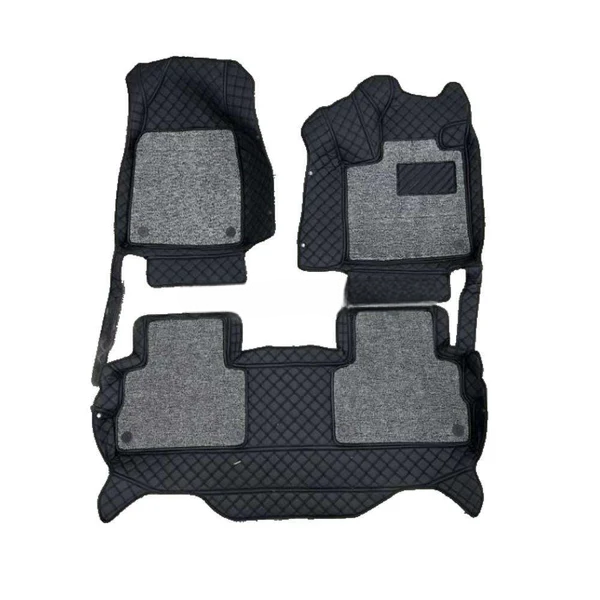 Haval H6 9D Floor Mats Mix Thread Grass 3 Pcs - Model 2021-2024 - Black With Grey
