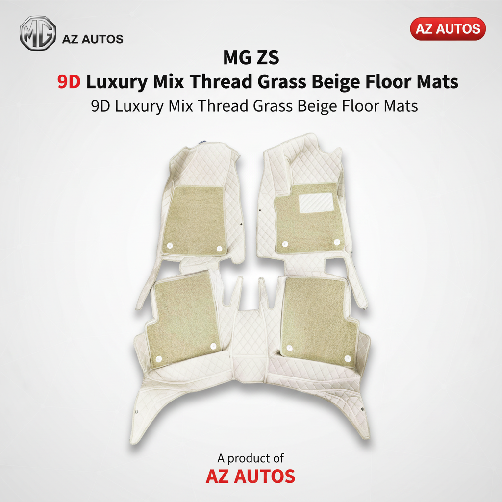 MG ZS 9D Floor Mats Mix Thread Grass 3 Pcs 2020-2022 - Beige With Beige