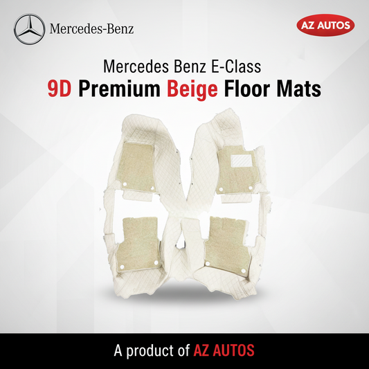 Mercedes Benz E-Class 9D Floor Mats Mix Thread Grass 3 Pcs 2016-2018 - Beige With Beige
