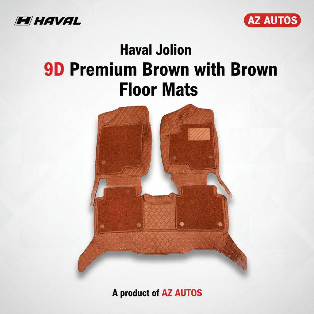 Haval Jolion 9D Floor Mats Mix Thread Grass 3 Pcs - Model 2021-2024 - Brown With Brown