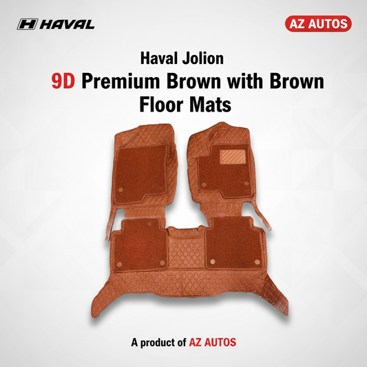Haval Jolion 9D Floor Mats Mix Thread Grass 3 Pcs - Model 2021-2024 - Brown With Brown