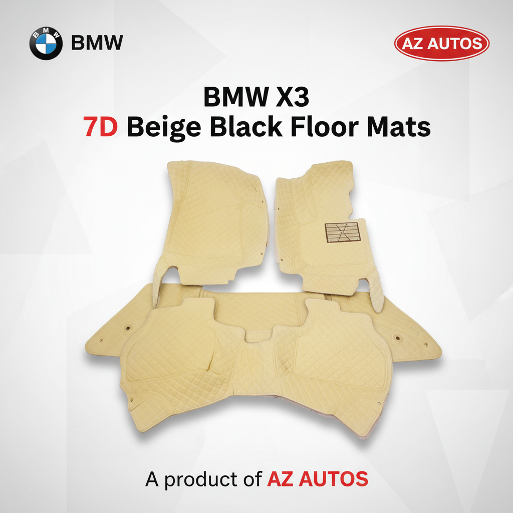 BMW X3 7D Floor Mats - Beige - 3 Pcs Set - Model 2012-2018