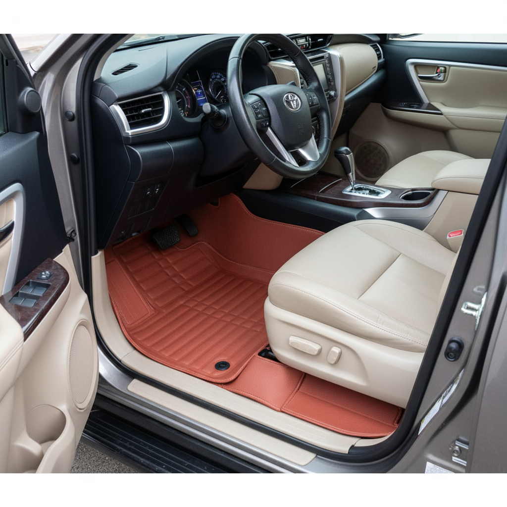 Toyota Fortuner 5D Custom Floor Mat Brown 3 Pcs - Model 2016-2022