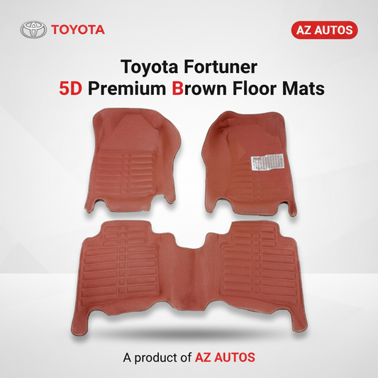 Toyota Fortuner 5D Custom Floor Mat Brown 3 Pcs - Model 2016-2022