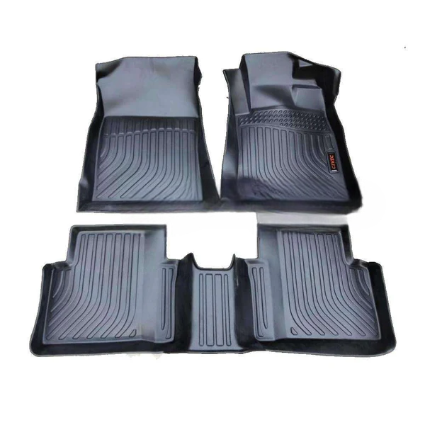 Honda Civic TPR 5D Custom Floor Mat Black 3 Pcs - Model 2016-2024