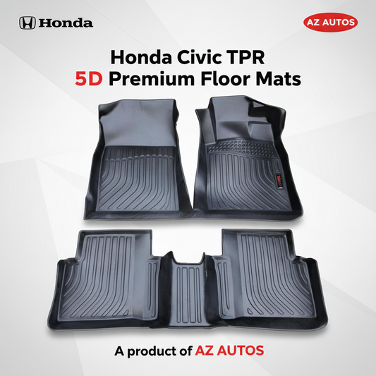 Honda Civic TPR 5D Custom Floor Mat Black 3 Pcs - Model 2016-2024