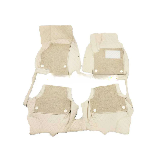 KIA Sorento 9D Floor Mats Mix Thread Grass 3 Pcs - Model 2021-2024 - Beige With Beige