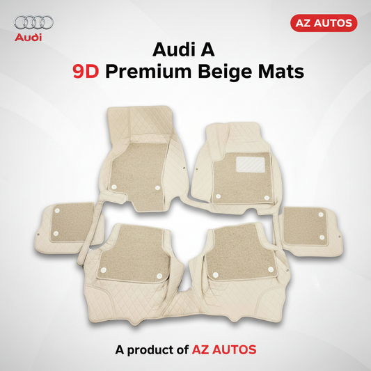 Audi A3 9D Floor Mats Mix Thread 3 Pcs - Model 2012-2018 - Beige With Beige Grass