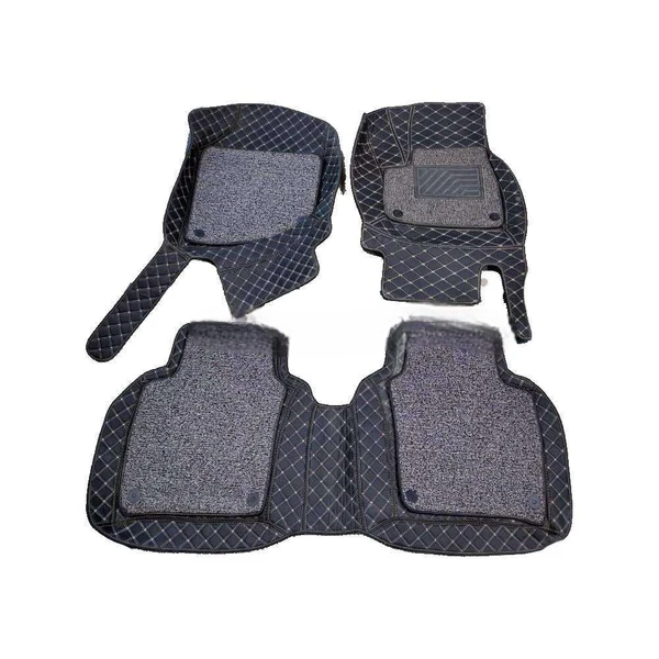 Honda City 9D Floor Mats Mix Thread Black And Grey 3Pcs 2008-2021