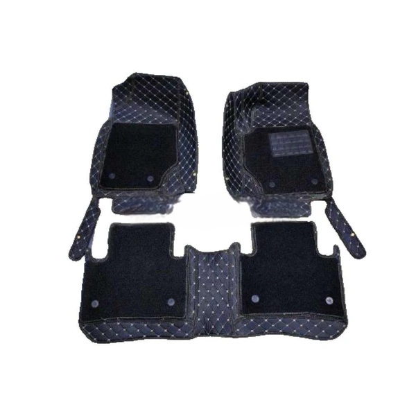 Proton X70 9D Floor Mats Mix Thread Grass 3 Pcs - Model 2021-2024 - Black With Black