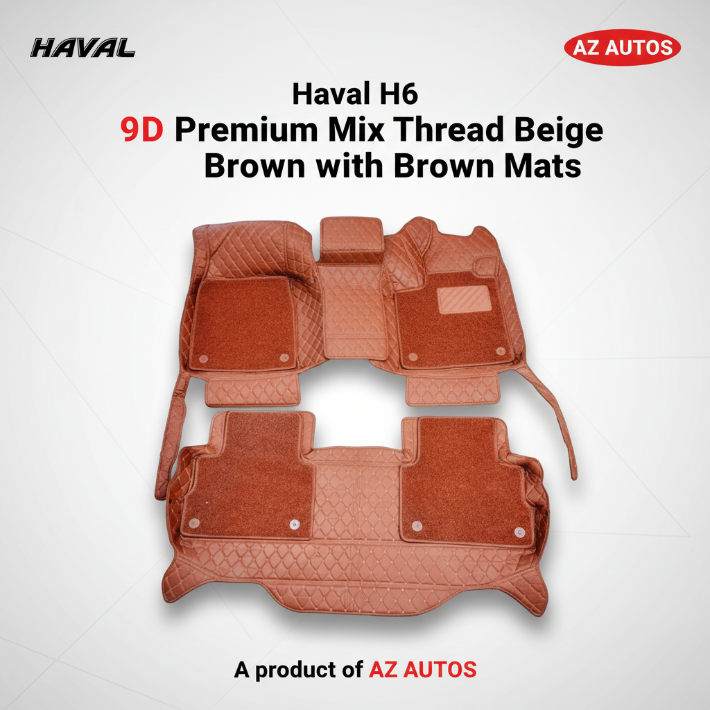 Haval H6 9D Floor Mats Mix Thread Grass 3 Pcs 2021-2024 2021 - 2024 - Brown With Brown