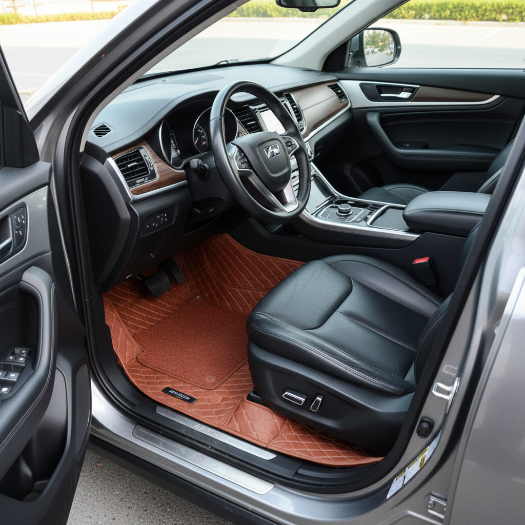 Haval H6 9D Floor Mats Mix Thread Grass 3 Pcs 2021-2024 2021 - 2024 - Brown With Brown