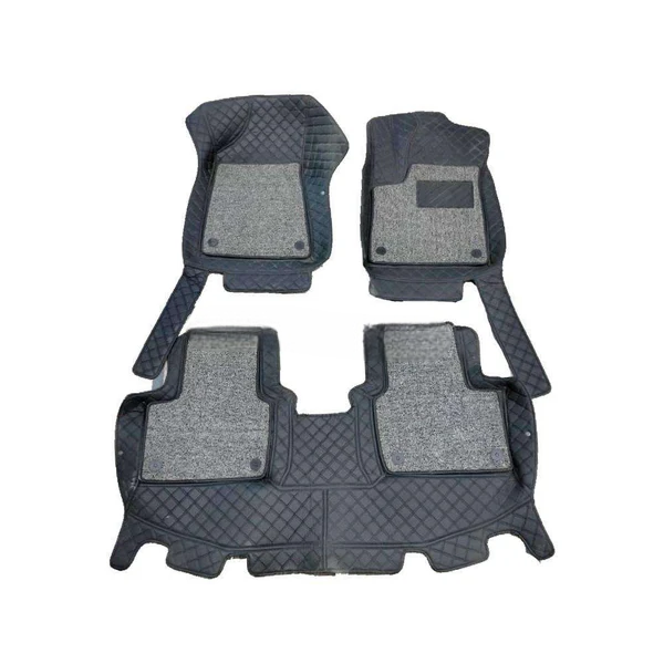 Changan Alsvin 9D Floor Mats Mix Thread Grass 3 Pcs 2021 - 2025 - Black With Grey