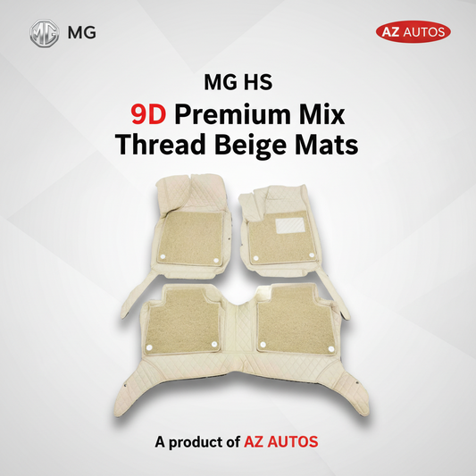 MG HS 9D Floor Mats Mix Thread Grass 3 Pcs - Model 2020-2022 - Beige With Beige