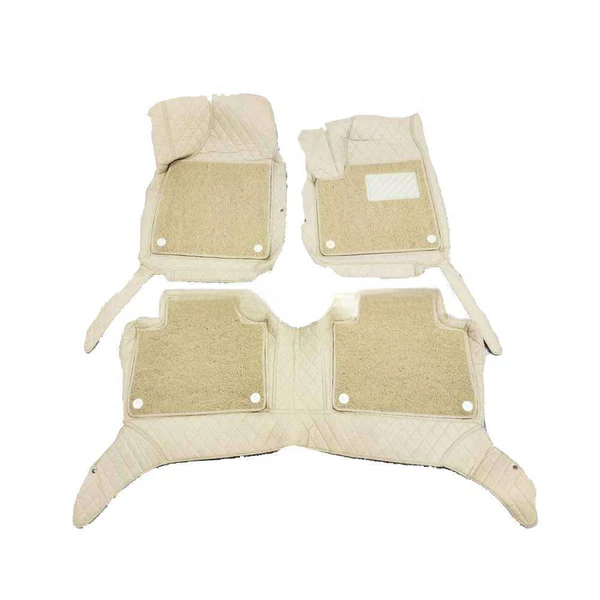 MG HS 9D Floor Mats Mix Thread Grass 3 Pcs - Model 2020-2022 - Beige With Beige