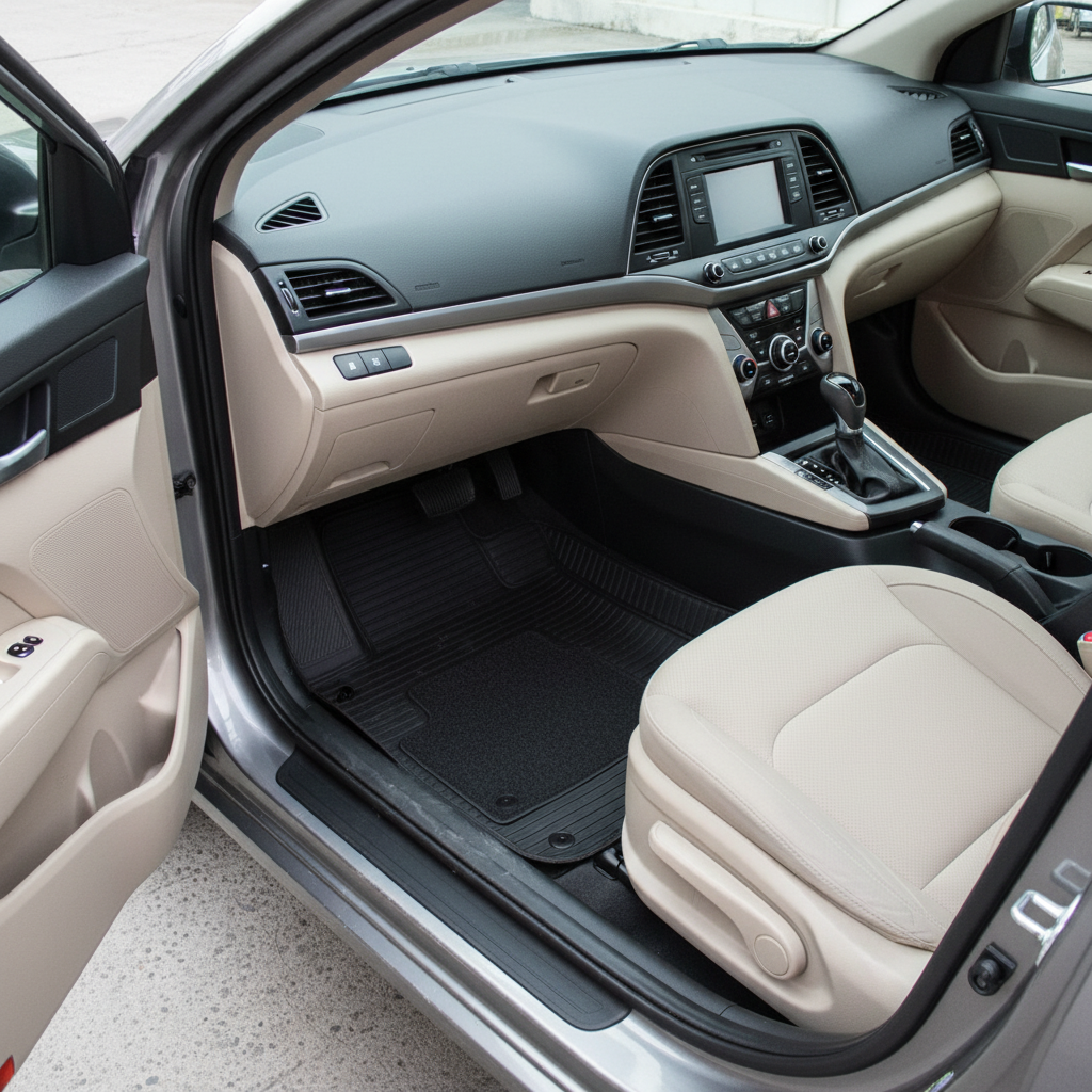 Hyundai Elantra 9D Lining Floor Mats Mix Thread Black Grass 2021-2024 - - 3 Pcs