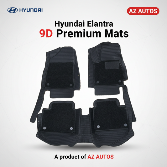 Hyundai Elantra 9D Lining Floor Mats Mix Thread Black Grass 2021-2024 - - 3 Pcs