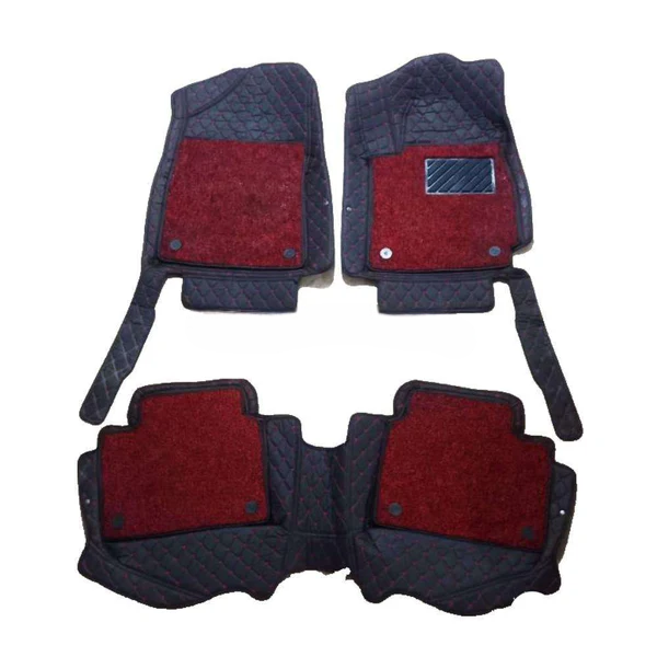 Hyundai Tucson 9D Floor Mats Mix Thread Grass 3 Pcs 2020 - 2024 - Black With Red