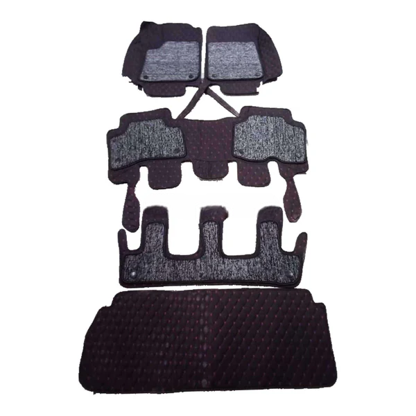 Toyota Land Cruiser 9D Floor Mats Mix Thread 5 Pcs - Model 2015-2022 - Black And Grey