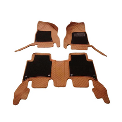 Toyota Fortuner 9D Floor Mats Mix Thread Grass 3PC - Model 2016-2021 - Brown With Black