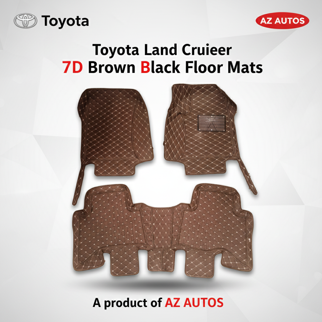 Toyota Land Cruiser 7D Floor Mats - Coffee - 3 Pcs Set 2015-2021