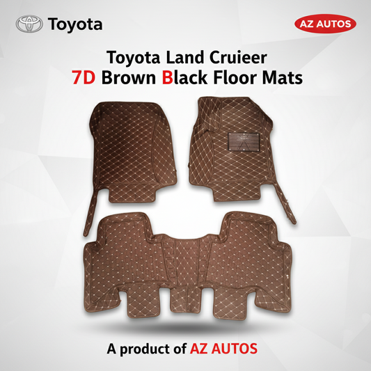 Toyota Land Cruiser 7D Floor Mats - Coffee - 3 Pcs Set 2015-2021