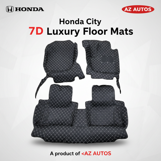 Honda City 7D Floor Mats - Black - 3 Pcs Set - Model 2008-2025