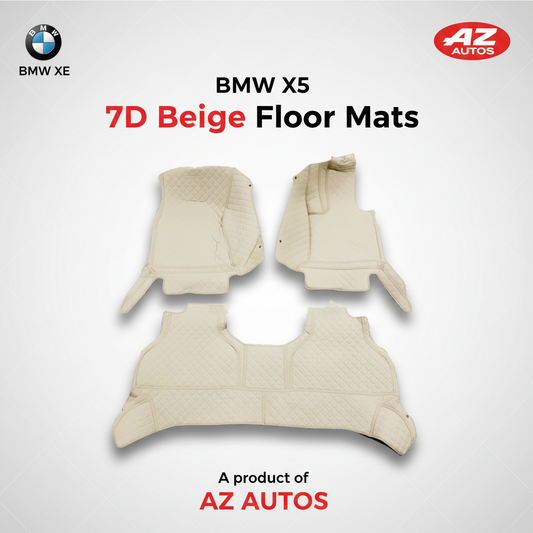 BMW X5 7D Floor Mats - Beige 3 Pcs Set - Model 2013-2018